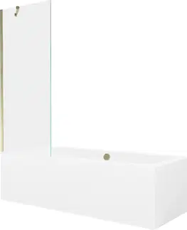 Sprchové dvere MEXEN/S - Cube obdĺžniková vaňa 180 x 80 cm s panelom + vaňová zástena 70, transparent, zlatá 550518080X9507000050