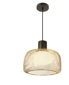 Stropná svetla Lampa wisząca Sopra 32 czarno złota z kloszem drucianym nad stół
