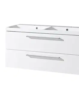 Kúpeľňový nábytok Mereo Bino, kúpeľňová skrinka s umývadlom z liateho mramoru 121 cm, biela/dub CN673M