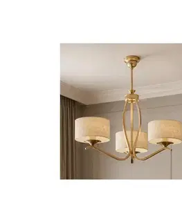 Svietidlá BRILAGI - Luster na tyči SAPHIRE 3xE27/15W/230V pr. 66 cm krémová/zlatá/patina 2148