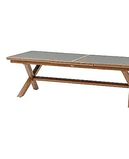 Stolčeky DEOKORK Hliníkový stôl BERGAMO II. 250/330 cm (antracit/dekor dreva)