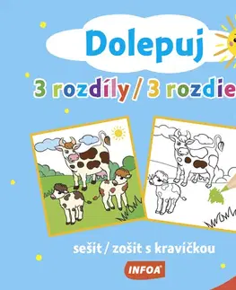 Pre deti a mládež - ostatné Dolepuj 3 rozdíly / 3 rozdiely - sešit/ zošit s kravičkou + samolepky (CZ/SK vydanie)