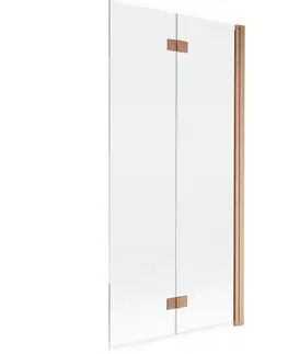 Sprchové dvere MEXEN - MIST vaňová zástena 90x150 cm 6mm 2-s, meď kartáčovaná, číra, pravá 8A9-090-002-65-00-P