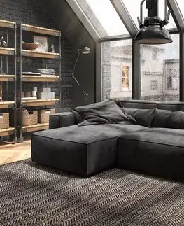 Rohové sedacie súpravy DELIFE Rohová pohovka Sirpio 230x155 cm mikrovlákno čierna variabilné ležadlo