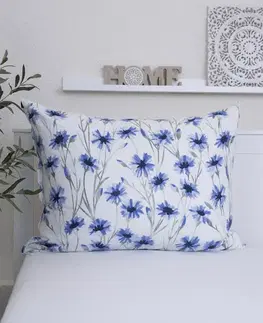 Dekoračné obliečky MKLozkoviny.sk Bavlnená obliečka na vankúš Renforcé 70 × 90 cm - Nevädza modrá-  -