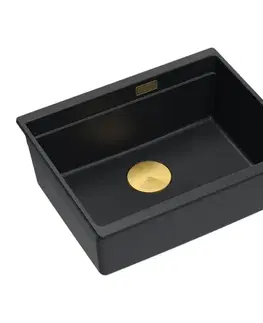 Kuchynské drezy Quadron Quadron - Granitový drez Logan 100 Black Zlaty HQJ6045U7_PVDG1_U
