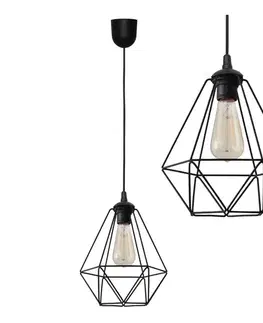 Svietidlá  Luster na lanku KARO 1xE27/15W/230V W-KM 1311/1 BK+SCW-P