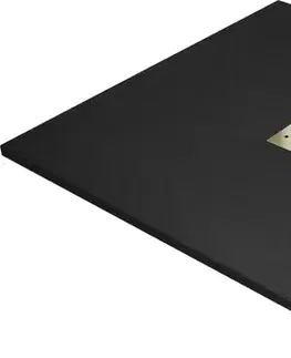 Vane MEXEN/S - Hugo sprchová vanička SMC 100 x 100, čierna, krytka zlatá 42701010-G
