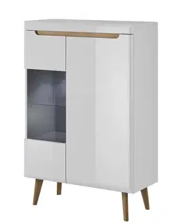 Komody a skrinky Elegantná vitrína NORD NWT90, biely lesk