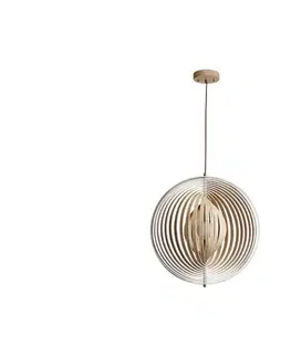Svietidlá  Drevený luster na lane 1xE27/60W/230V pr. 43,5 cm masív/dyha/buk/kaučukovník WRE061