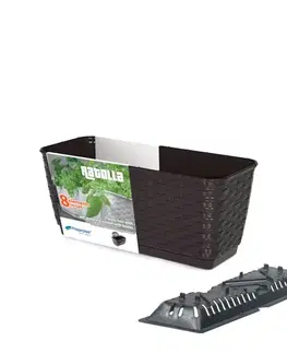Kvetináče a truhlíky NABBI DRL400PW plastový balkónový kvetináč 38,6 cm hnedá
