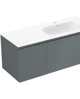 Kúpeľňový nábytok MEXEN/S - Rivel kúpeľňová skrinka 120 cm s umývadlom Vela pravá, 1S, 1D, reliéf, grafit/biela mat 91A23-12047-3-BBFF66-W23P01