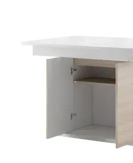 Jedálenské stoly Rozkladací stĺpový jedálenský stôl SMART 03, dub sonoma/biela