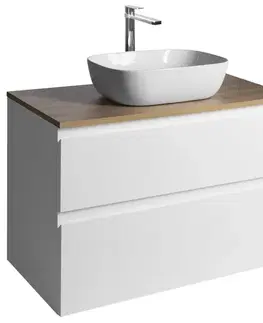 Kúpeľňový nábytok AQUALINE - ALTAIR skrinka s doskou 87,5 cm, biela/dub emporio AI290-02