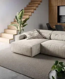 Rohové sedacie súpravy DELIFE Rohová pohovka Sirpio 230x155 cm manšester béžová variabilné ležadlo