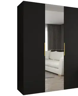 Šatníkové skrine Skriňa Marbella II 150 čierna/zlatá