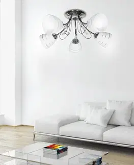 Stropná svetla Chrómová stropná lampa s kryštálmi 5x40W Simpli