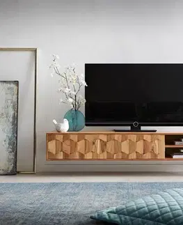 Televízne stolíky DELIFE TV stolík Fevo 160 cm akácia prírodná 2 dvierka závesný