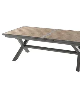 Stolčeky DEOKORK Hliníkový stôl BERGAMO 220/279 cm (šedo-hnedý/medová)