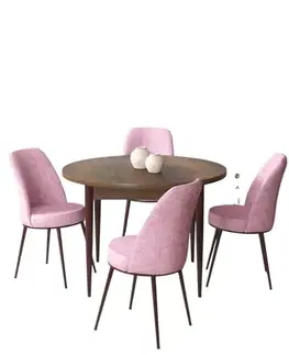 Jedálenské sety Dining Table & Chairs Set (5 Pieces) Tor - Baroque, Pink