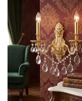Svietidlá Ideal Lux - Krištáľové nástenné svietidlo GIOCONDA 2xE14/40W/230V zlatá 060491