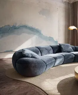 Veľké pohovky DELIFE Veľká pohovka Lunna 360x175 cm šenilka modrá 2 vankúše