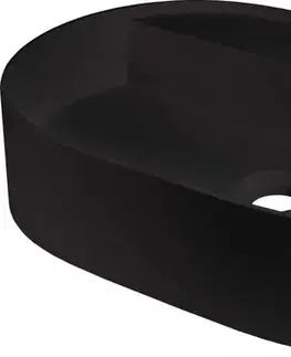 Umývadlá DEANTE - Silia nero Granite umývadlo na dosku, s policou na batériu - oválna CQS_NU6B
