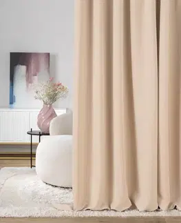 Závesy hotové Zatemňovací záves na riasiacu pásku krémovo béžový 140 x 280cm 1 ks.