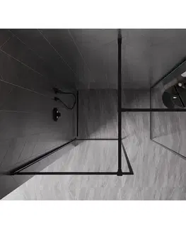 Sprchové dvere MEXEN/S - Kyoto-F Sprchová zástena WALK-IN s rámom 145 x 110, transparent 8 mm, čierna 800-145-202-04-70-110