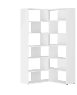 Regály Škandinávska rohová knižnica MAURICIO no. 4, biela