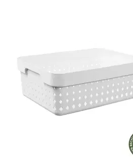 Boxy na skladovanie PLAST TEAM - Košík úložný 11l biely Seoul, 26,8x13,1x35,7cm, umelá hmota