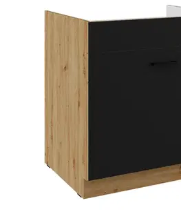 Kuchynské skrinky GRANDE kuchynská skrinka pre vstavaný drez 80cm, dub Artisan/čierny mat