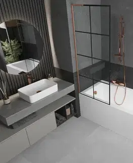 Sprchové dvere MEXEN/S - Next L vaňová zástena FIX 70 x 150, čierna vzor, meď kartáčovaná 895-070-000-03-77-65