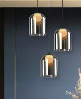 Stropná svetla Závesná sklenená lampa KLEA – s grafitovým a matným tienidlom – moderná stolová lampa do obývačky G9 LED