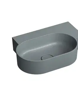 Umývadlá OMNIRES - OVO M+ umývadlo na dosku/závesné - pravé, 55 x 38 cm, ash grey mat; OVO555UWPAG
