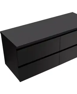 Kúpeľňový nábytok CERANO - Kúpeľňová skrinka Carole + doska pod umývadlo Navira Pro - 36 mm - čierna matná - 120x51,6x46 CER-668285