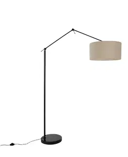 Stojace lampy Stojaca lampa čierna so svetlohnedým tienidlom 50 cm nastaviteľná - Editor