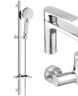 Sprchy a sprchové panely MEXEN/S - Pecos DQ40 Set umývadlové a vaňové batérie s príslušenstvom, chróm 72703DQ40-00