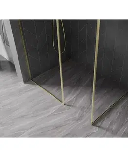 Sprchové dvere MEXEN/S - Kyoto-F Sprchová zástena WALK-IN s rámom 155 x 80, transparent 8 mm, zlato kefovaná 800-155-202-04-55-080