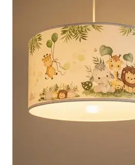 Svietidlá BRILAGI - LED detský luster na lanku BOBO 1xE27/60W/230V pr. 35 cm biely/džungľa 8590828051398
