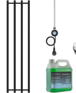 Doplnky do kúpeľne CERANO - Kúpeľňový elektrický radiátorový set Bertini - WIFI - 300W - čierna matná - 1400x351 mm CER-491882