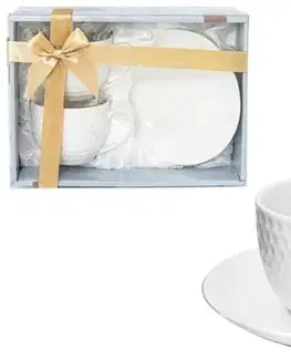 Hrnčeky a šálky Kinekus Šálka s podšálkou 240 ml 2+2 sada, reliéf včelí plást