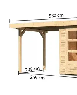 s prístreškom Drevený záhradný domček RETOLA 2 Lanitplast