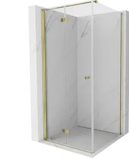 Sprchovacie kúty MEXEN/S - Mist-F sprchovací kút skladacie dvere ľavá 100 x 100, transparent, zlato 8A6T-100-100-50-00-L