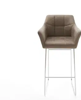 Barové stoličky DELIFE Barová stolička Yulo-Flex vintage taupe tenká podstava nerezová oceľ