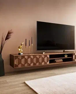 Televízne stolíky DELIFE TV stolík Fevo 240 cm akácia hnedá závesné 4 dvierka