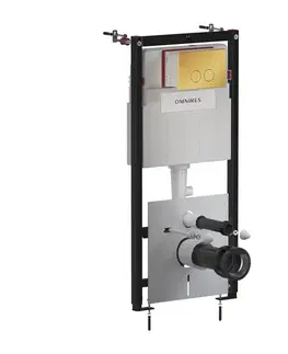 Záchody OMNIRES - SET: STRONGFRAME nosný rám do podomietkovej inštalácie s ECO splachovaním + MINIMAL splachovacie tlačidlo, zlatý lesklý STFWCECO1M-RGL