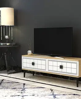 TV stolíky TV stolík Yuka 120 - Sapphire Oak, White