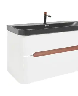Kúpeľňový nábytok Kúpeľňová skrinka s umývadlom a batériou SAT Fusion 97,5x53x45 cm biela matná mat SATFUSION2100WBKMBA SATFUSION2100WBKMB