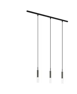 Koľajnicové svetelné systémy Moderný koľajnicový systém čierny s 3 závesnými svietidlami tmavý bronz 1-fázový - Slimline Loyce